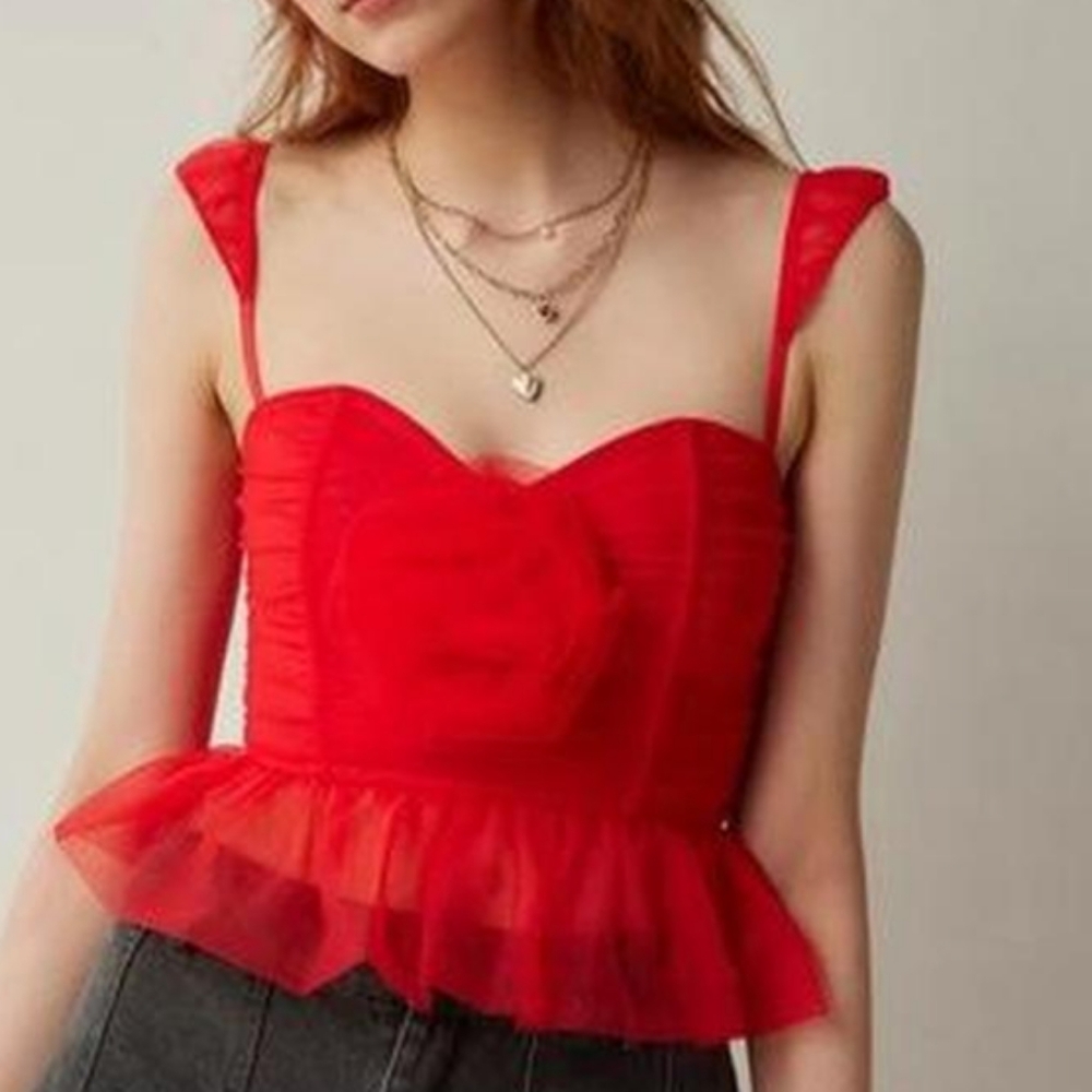 OUT FROM UNDER urban Outfitters Red Rose Corset Top XL